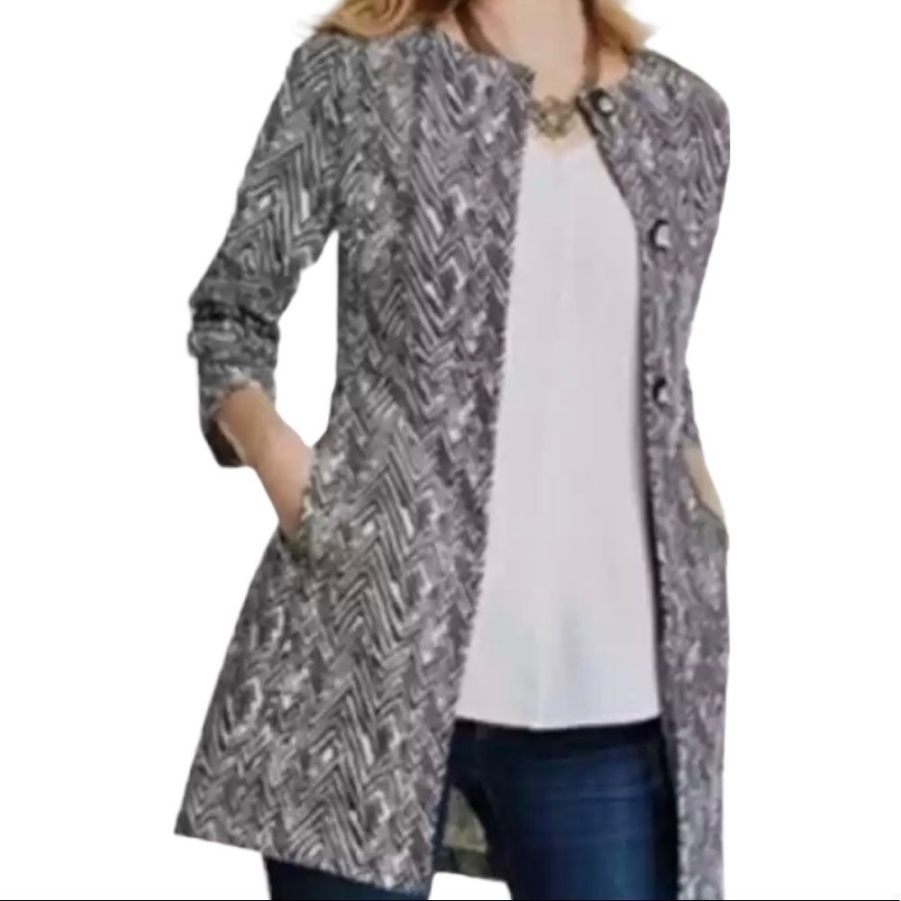 Medium CAbi 3034 Zigzag Knit Ponte Jacket Fall Winter Outfit Fashion Chic Trendy